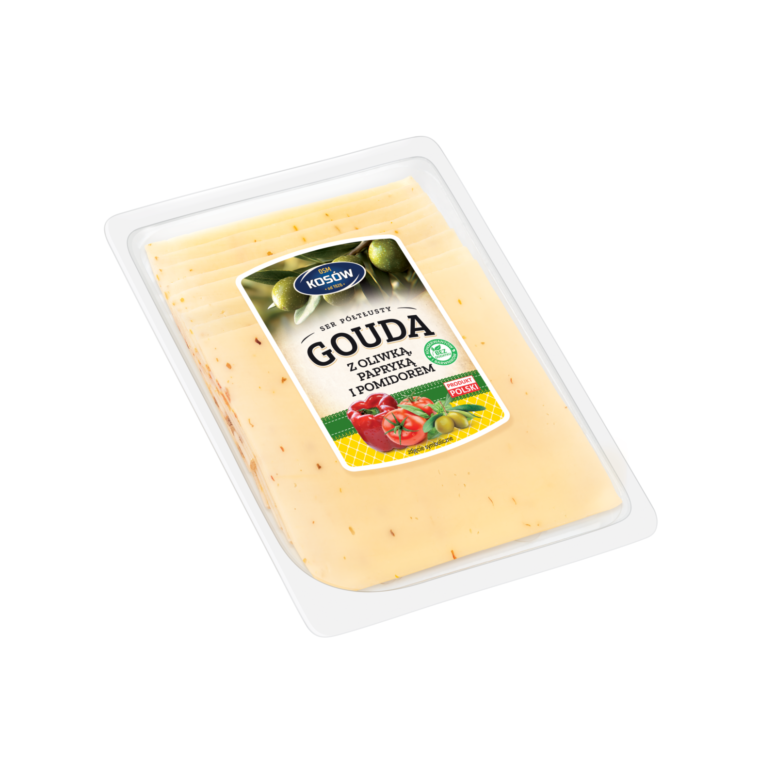 Ser Gouda z oliwką, papryką i pomidorem plastry135g